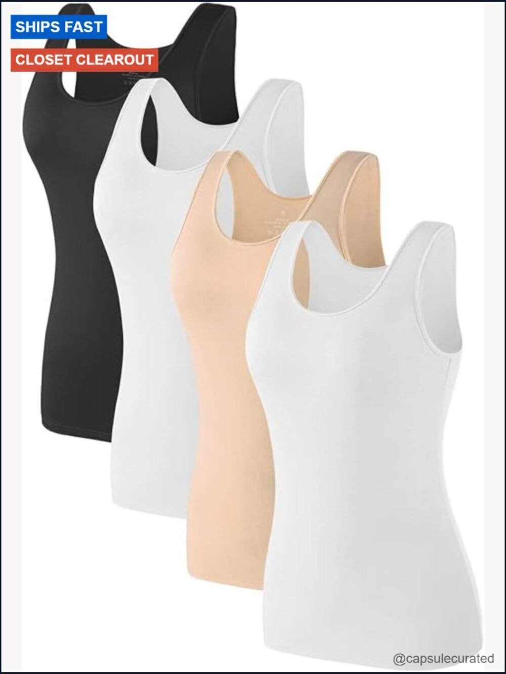4 Pack Seamless Layering Tank Tops Soft Modal Spandex Sleeveless Undershirts